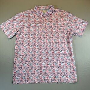 Maelreg Mens XL Performance Polo Shirt Red White Blue Firework Star Golf Patriot